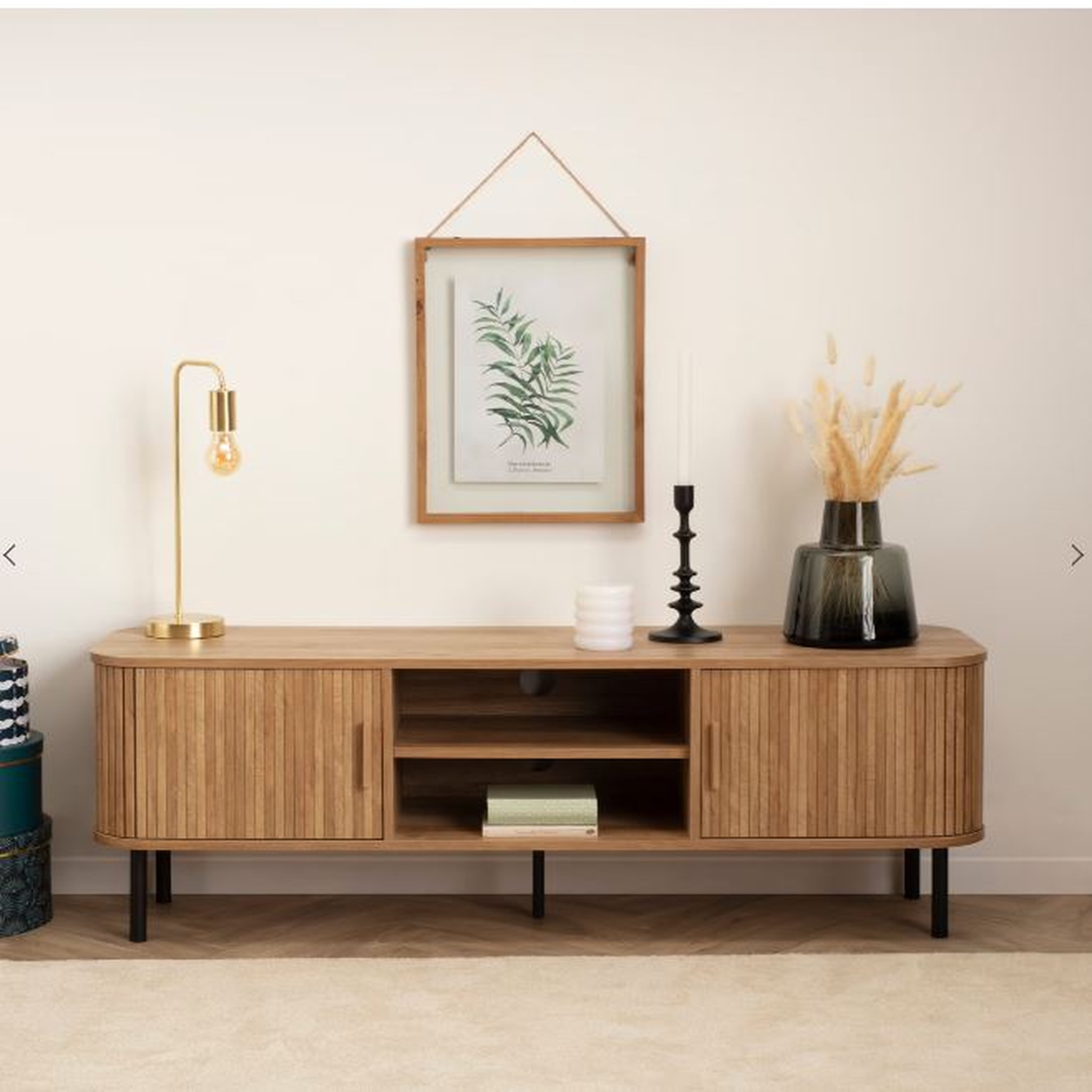 Voir la diapositive 3 : ATMOSPHERA Meuble TV 2 portes coulissantes 2 niches L140cm CAMELIA