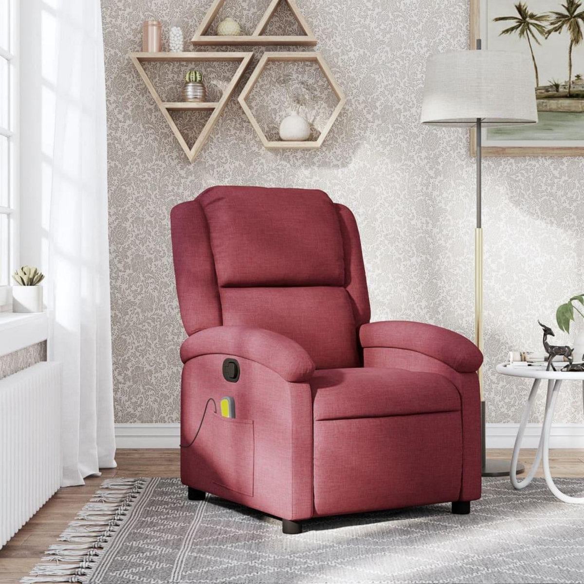 VIDAXL Fauteuil de massage inclinable Rouge bordeaux Tissu