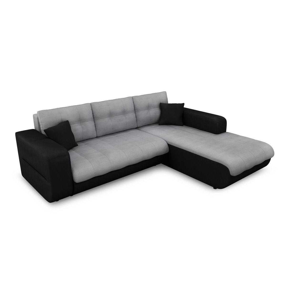Canapé d'angle droit convertible CLELIA, 4 places, tissu microfibre gris PU blanc ou noir