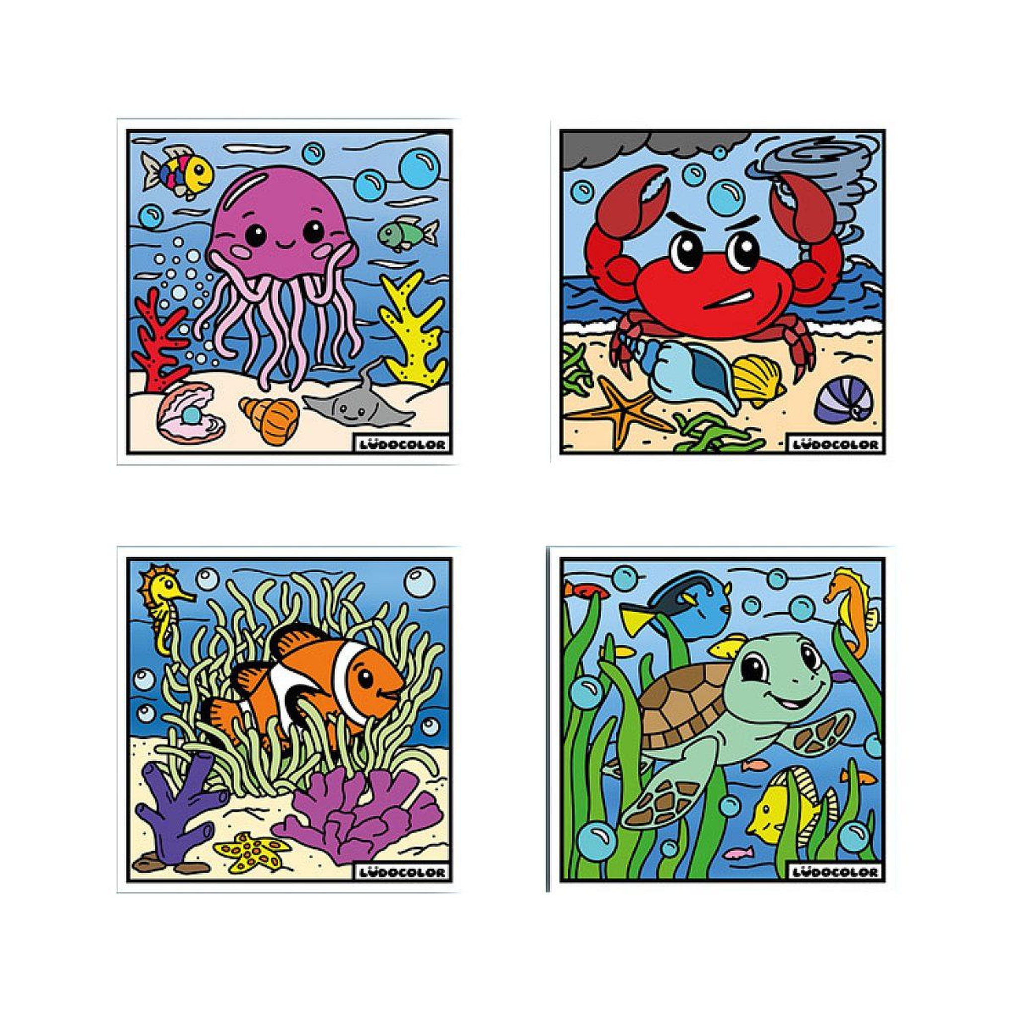 Voir la diapositive 3 : LUDOCOLOR Lot de 4 coloriages velours océan