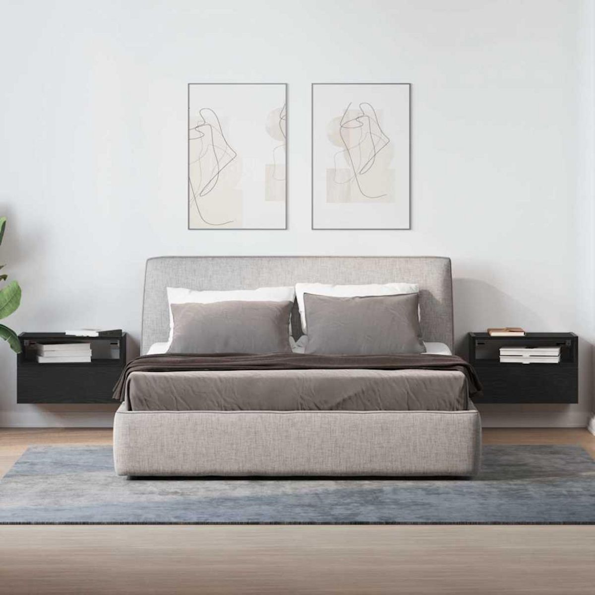 VIDAXL Tables de chevet murales 2 pcs noir 45x26x28,5 cm