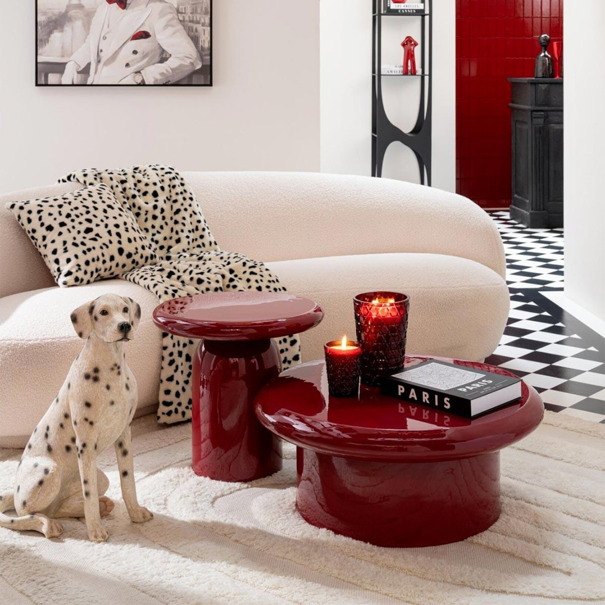 Voir la diapositive 2 : J-LINE Table basse en métal  edvin  76cm rouge