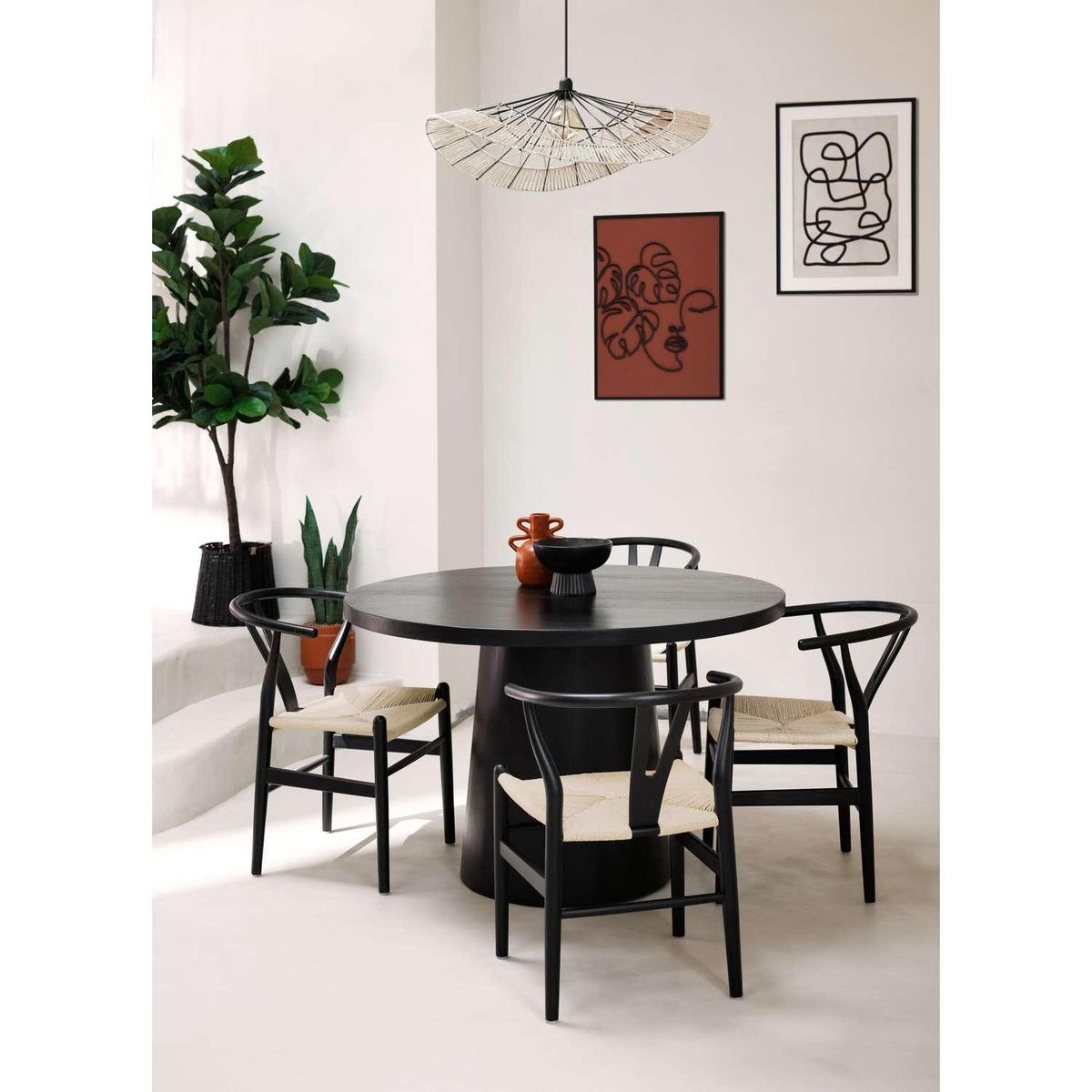 ATMOSPHERA Table à manger en bois pour 4 personnes BOKI - Noir