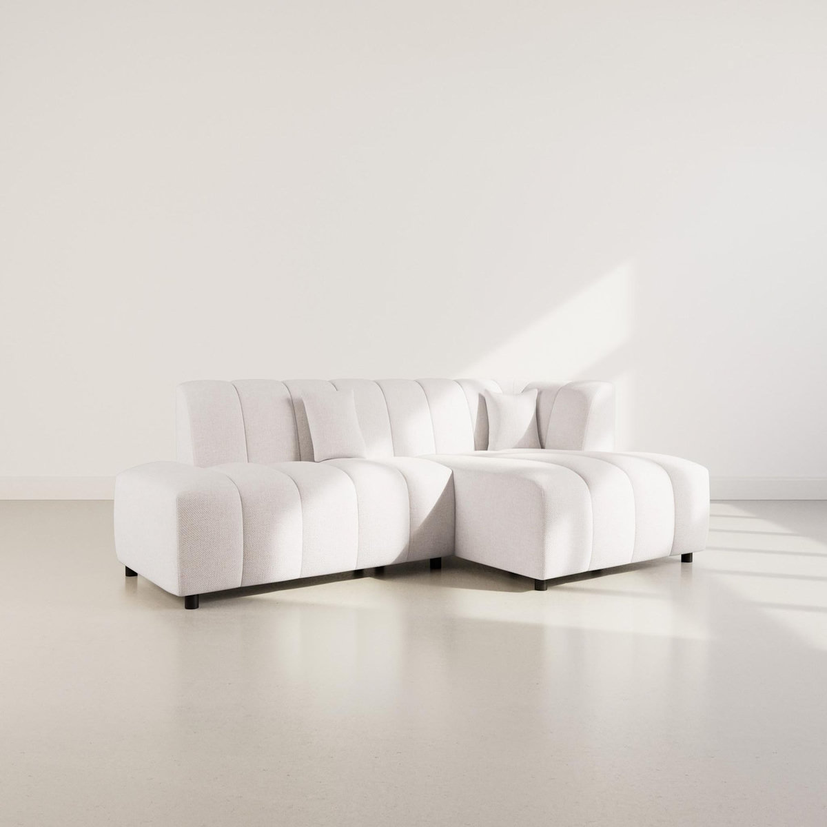 LISA DESIGN Curtis - canapé d'angle droit 4 places sans accoudoir en tissu texturé