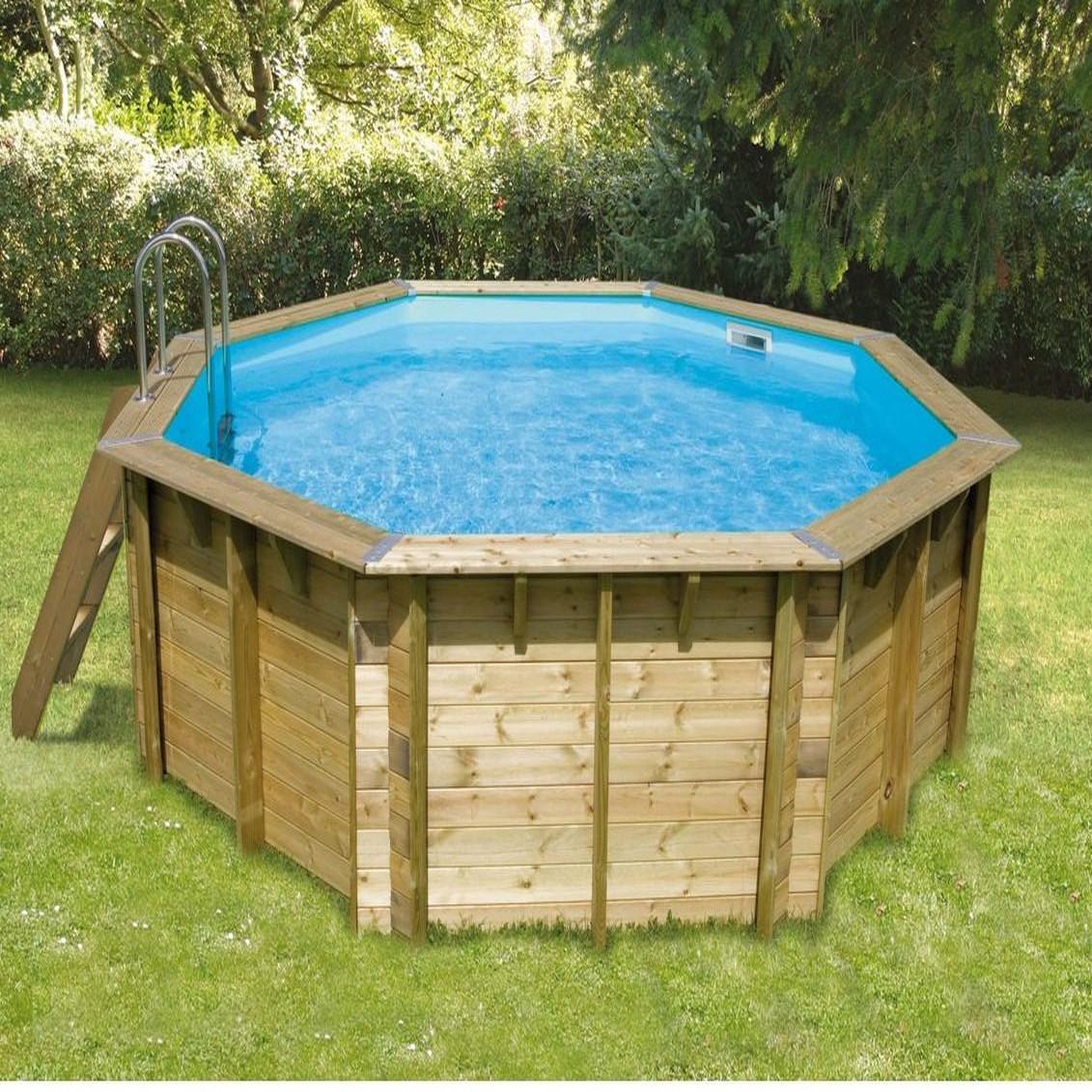 Voir la diapositive 1 : Piscine bois Océa  430 - H120cm - Liner Bleu Bâche de sécurité  430 cm 