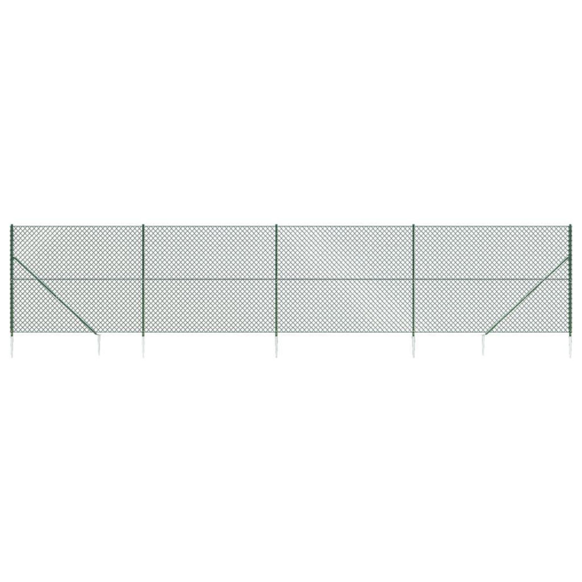 VIDAXL Cloture a mailles losangees avec piquet d'ancrage vert 1,4x10 m