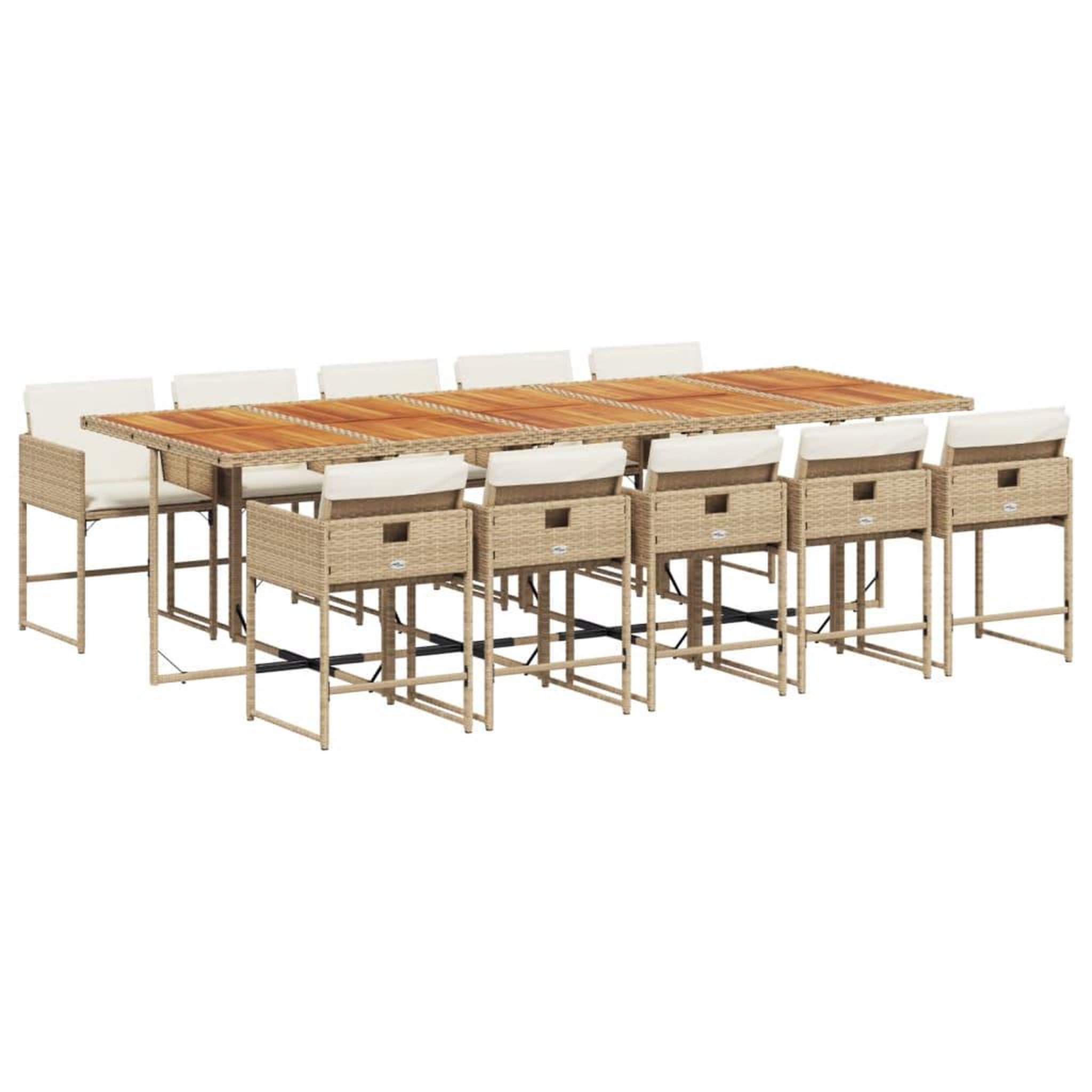 Voir la diapositive 2 : VIDAXL Ensemble a manger de jardin et coussins 11 pcs beige poly rotin