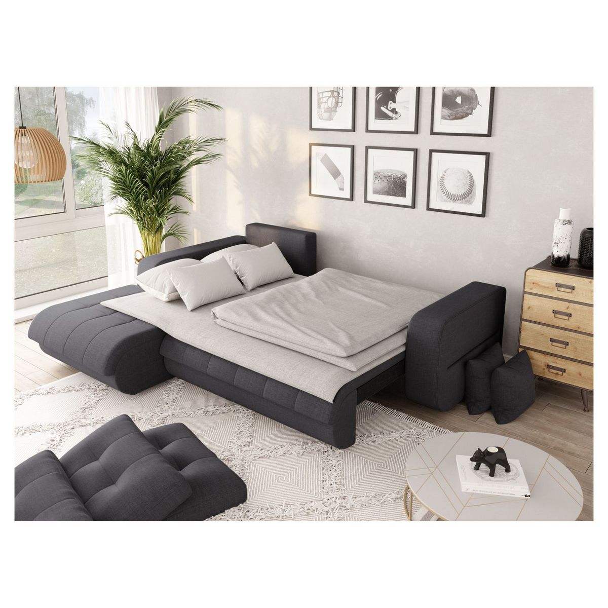 Canapé d'angle gauche convertible CLELIA, 4 places