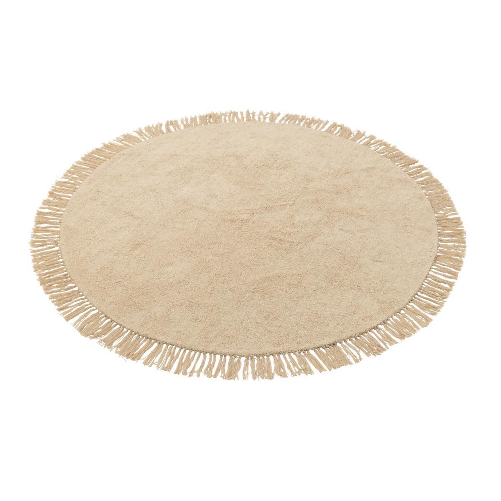 J-LINE Tapis rond à franges  bohemia  150cm beige clair