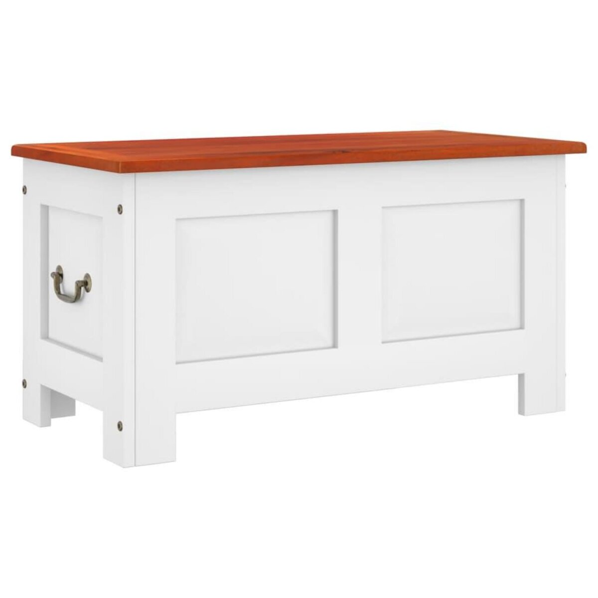VIDAXL Coffre de rangement et couvercle marron et blanc bois d'acacia