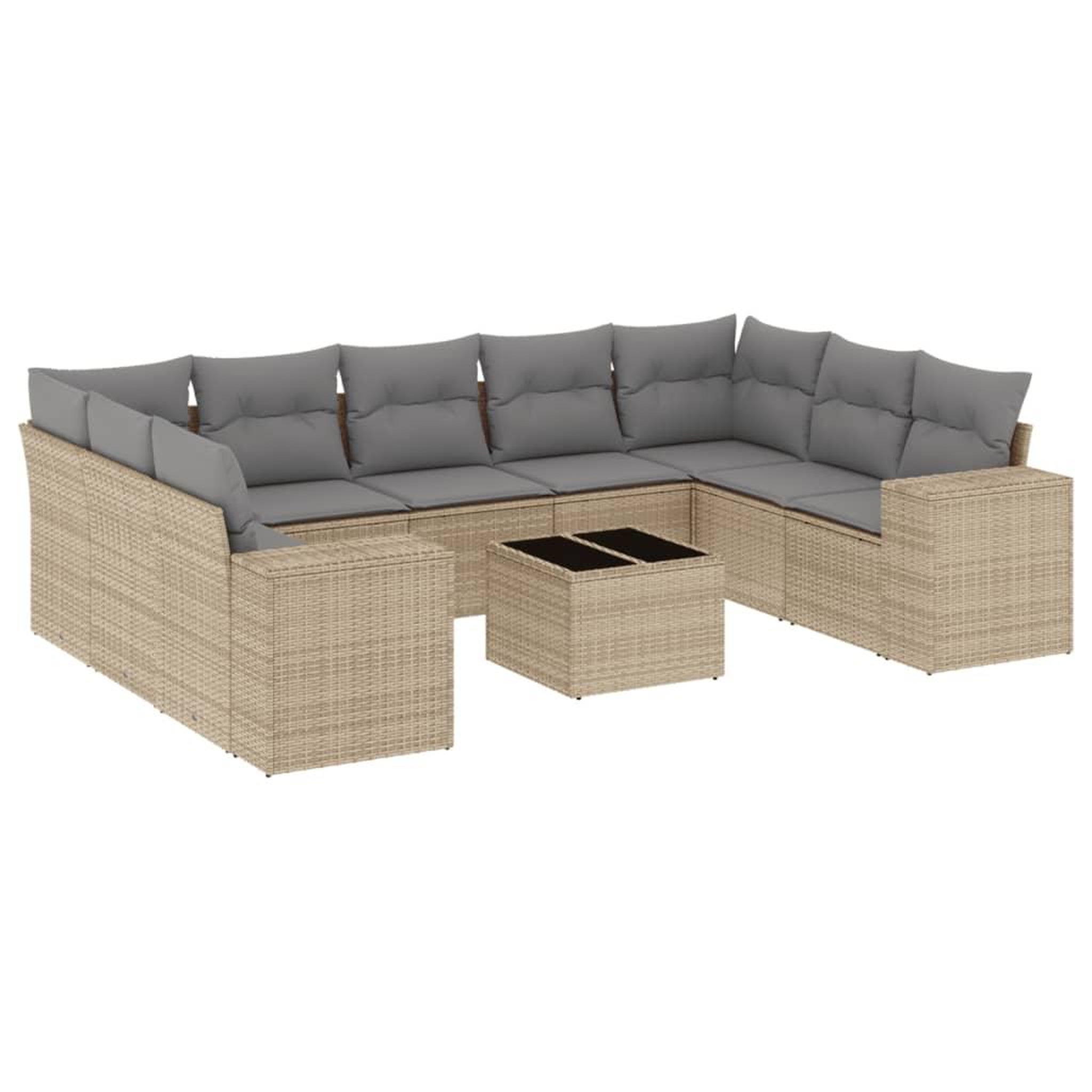 Voir la diapositive 2 : VIDAXL Salon de jardin avec coussins 10 pcs beige resine tressee