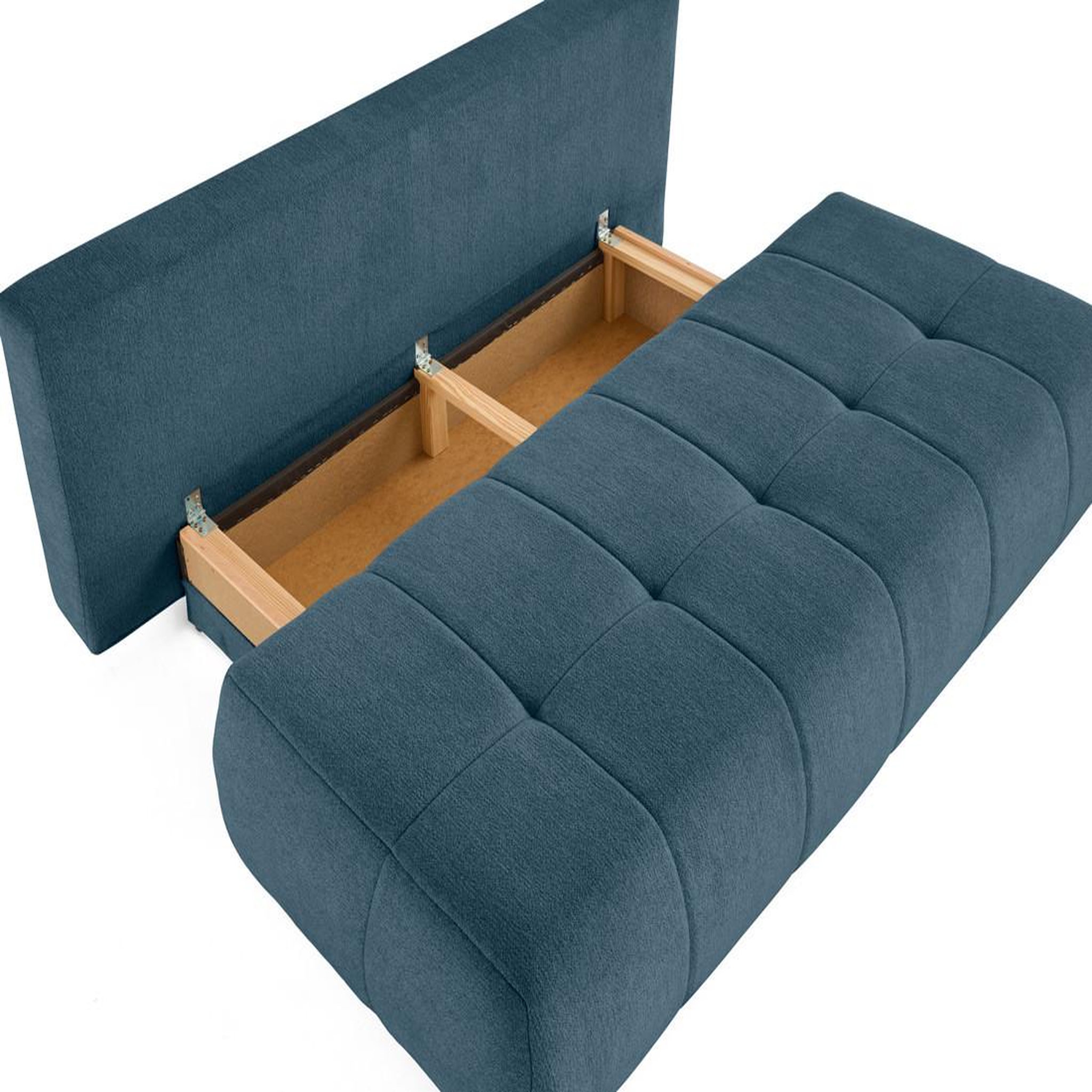 Voir la diapositive 3 : BEST MOBILIER Bowie - canapé 3 places convertible coffre + coussin rond inclus en tissu texturé