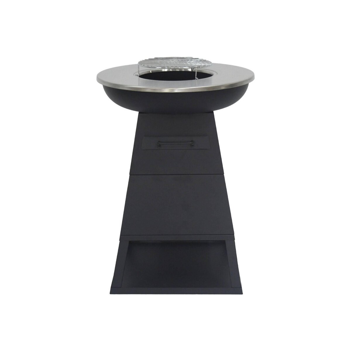 SWEEEK Brasero barbecue Ø60cm noir avec grille de cuisson et espace de rangement - Izalco