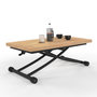 Voir la diapositive 1 : ID MARKET Table basse extensible relevable en table à manger rectangulaire URBANA plateau façon hêtre pied noir design industriel