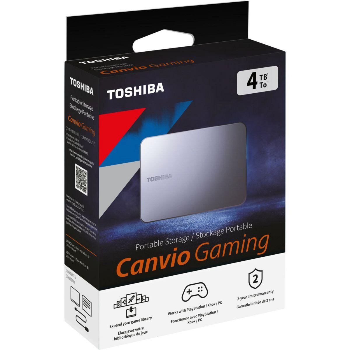 Toshiba Disque dur externe 4To Canvio Gaming XBOX PlaySation PC