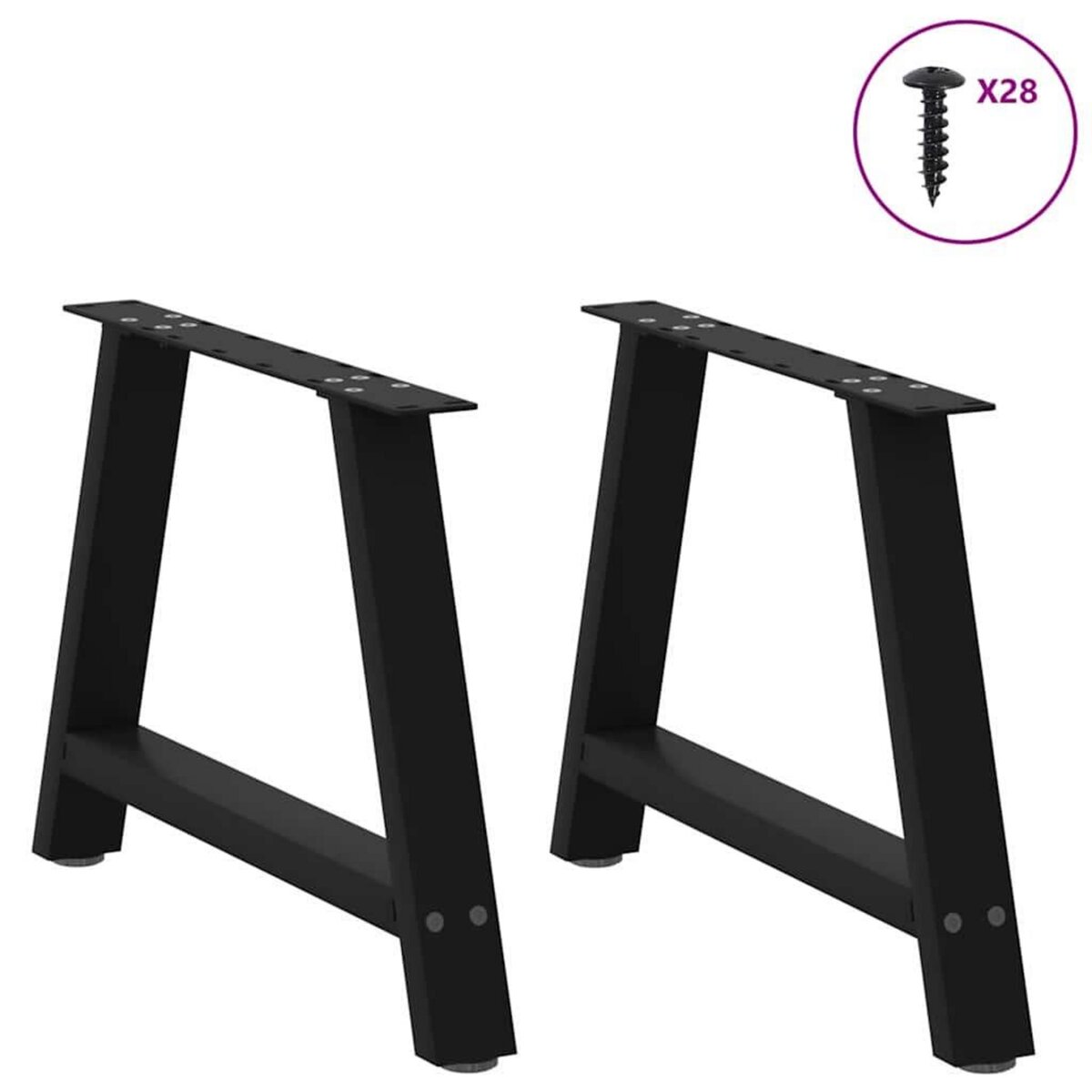 VIDAXL Pieds de table basse forme de A 2 pcs noir 70x(42-43) cm acier