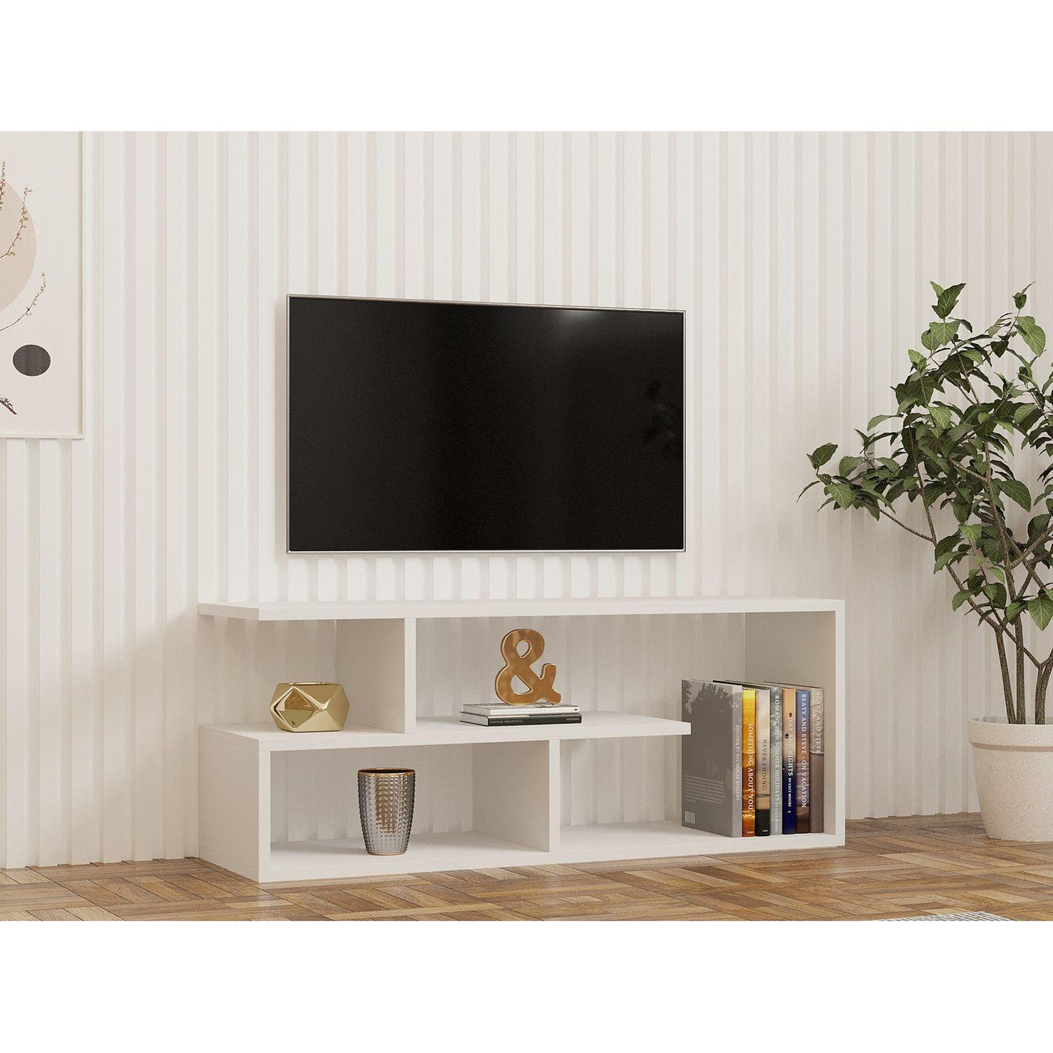 Voir la diapositive 4 : TOILINUX Meuble tv design en bois raphael - blanc