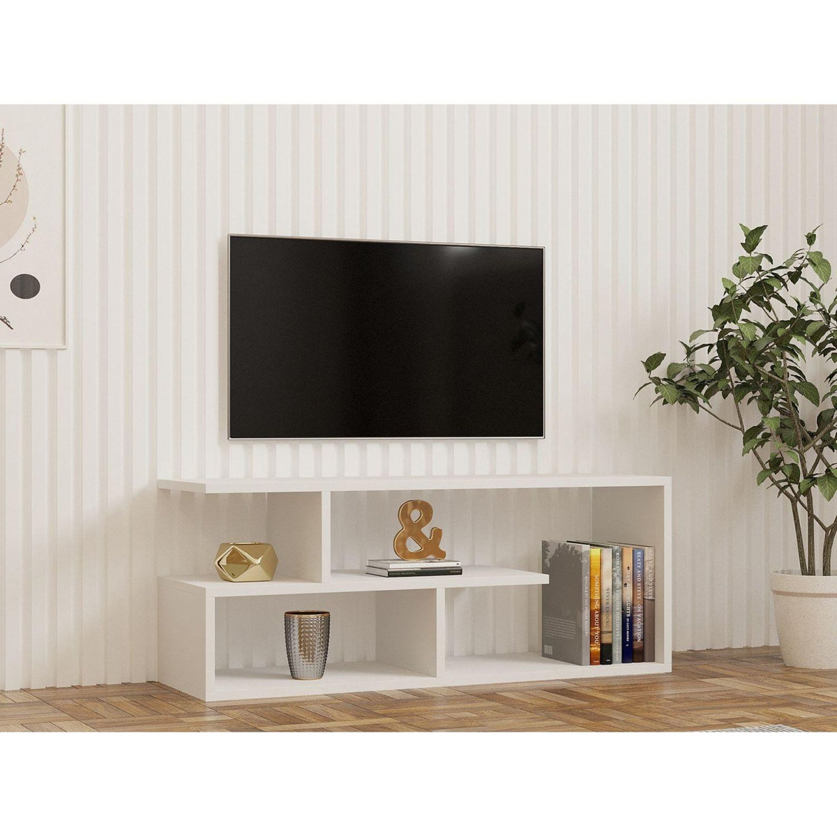 TOILINUX Meuble TV design en bois RAPHAEL - Blanc