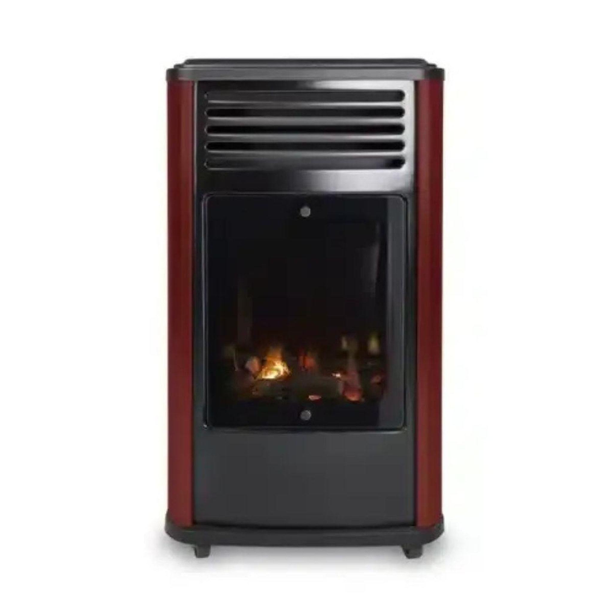 SAHARA Poêle à gaz 3,4kw rouge - chauffage d'appoint effet feu de bois manhattan sahara