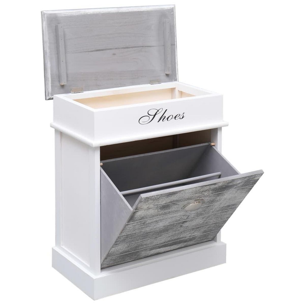 VIDAXL Armoire a chaussures Gris 50 x 28 x 58 cm Bois de Paulownia