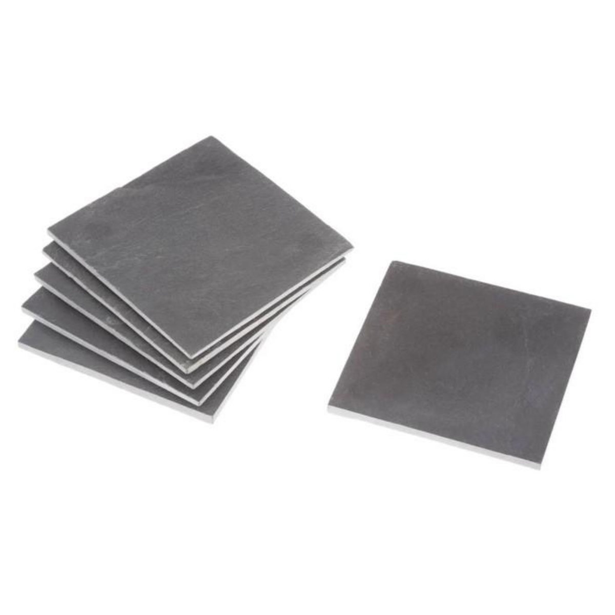 SECRET DE GOURMET Lot de 6 Dessous de Verre  Ardoise  10x10cm Gris