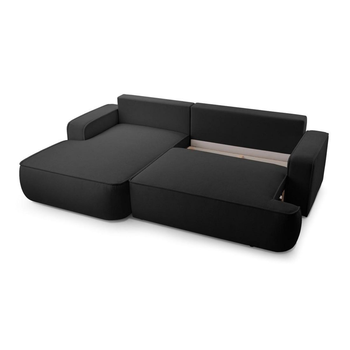 BEST MOBILIER Nessino - canapé d'angle gauche 4 places - convertible avec coffre - en tissu texturé