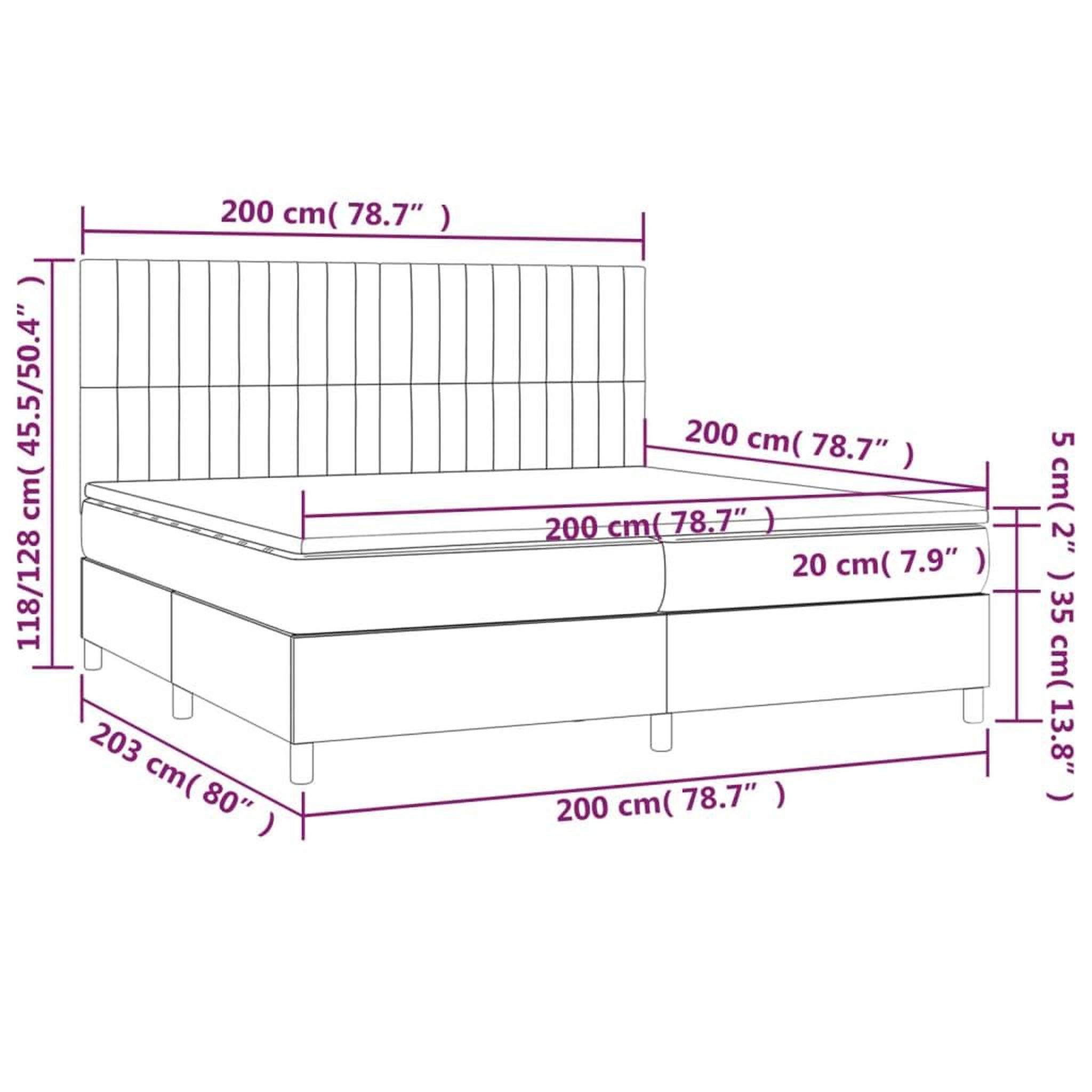 Voir la diapositive 6 : VIDAXL Sommier a lattes de lit avec matelas Noir 200x200 cm Tissu