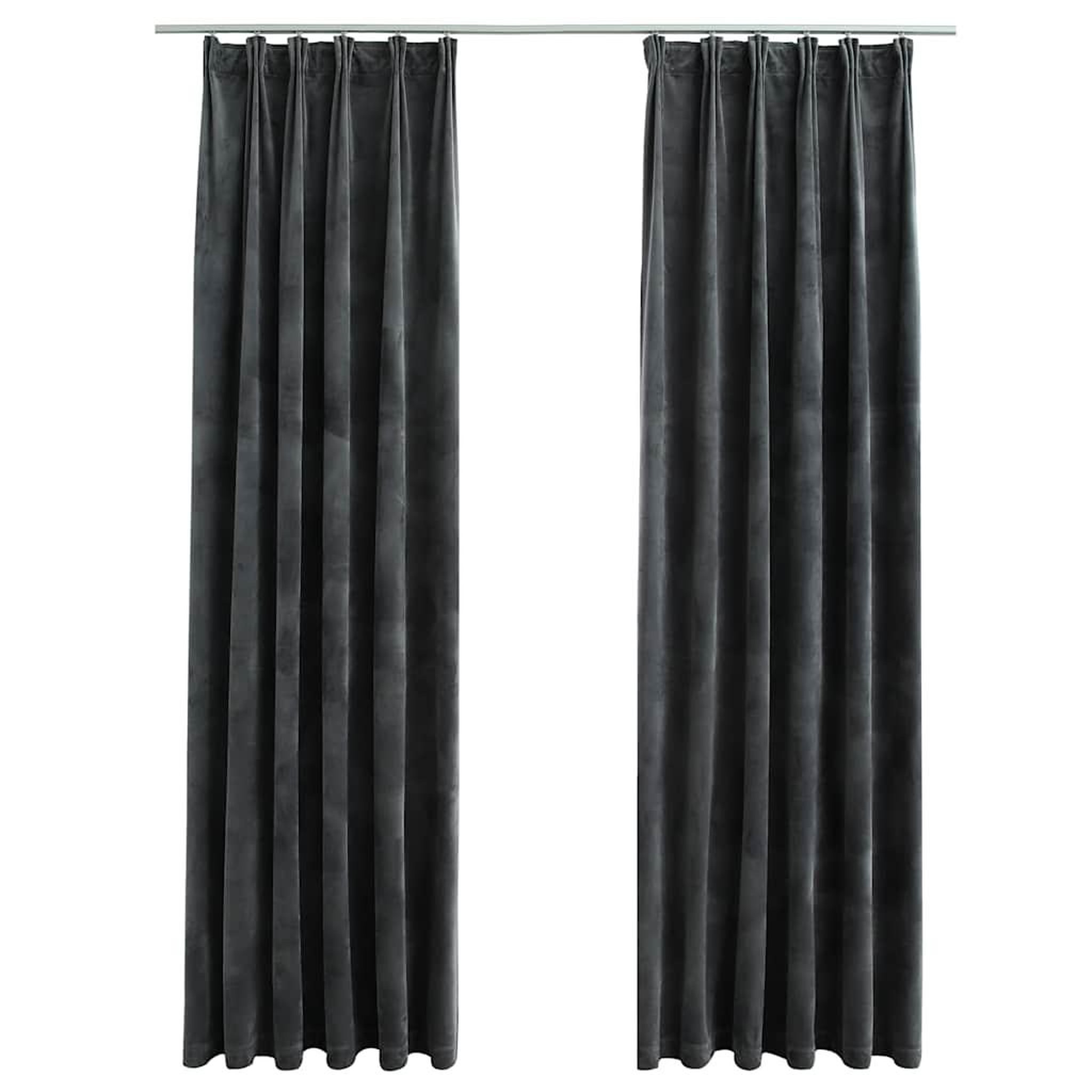 Voir la diapositive 2 : VIDAXL Rideaux occultants et crochet 2pcs Velours Anthracite 140x175cm