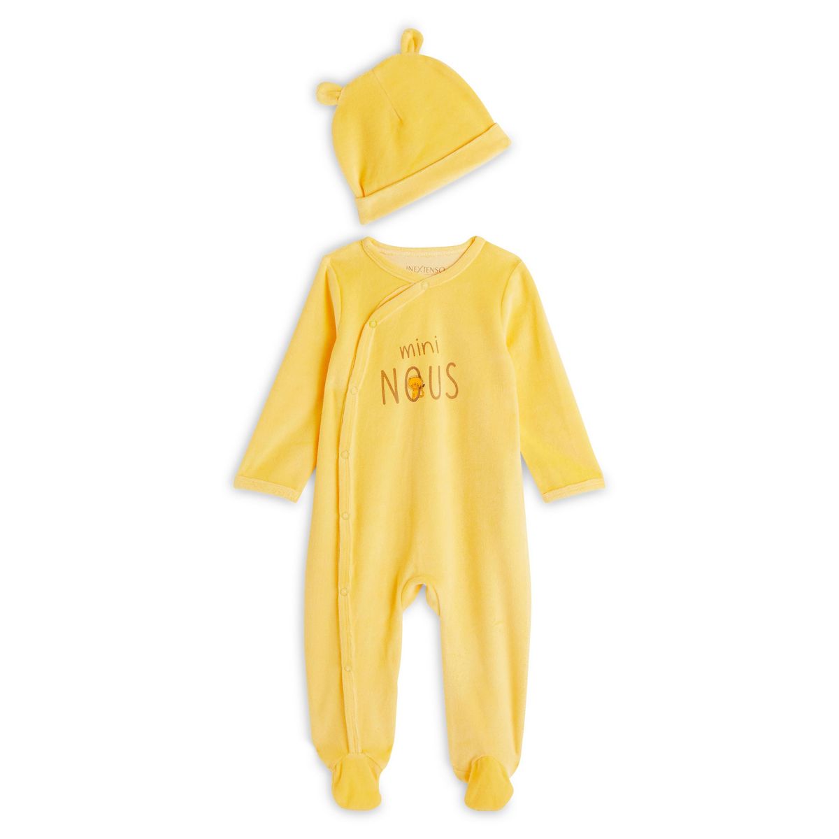IN EXTENSO Dors bien + bonnet velours bébé garçon