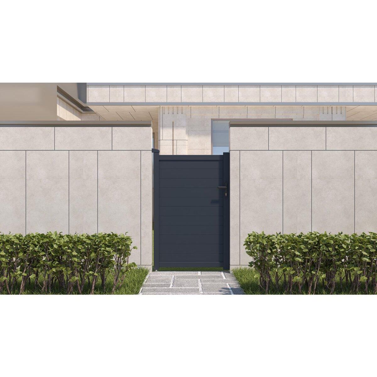 Habitat et Jardin Portillon aluminium  Marc  - 101.2 x 155.9 cm - Gris