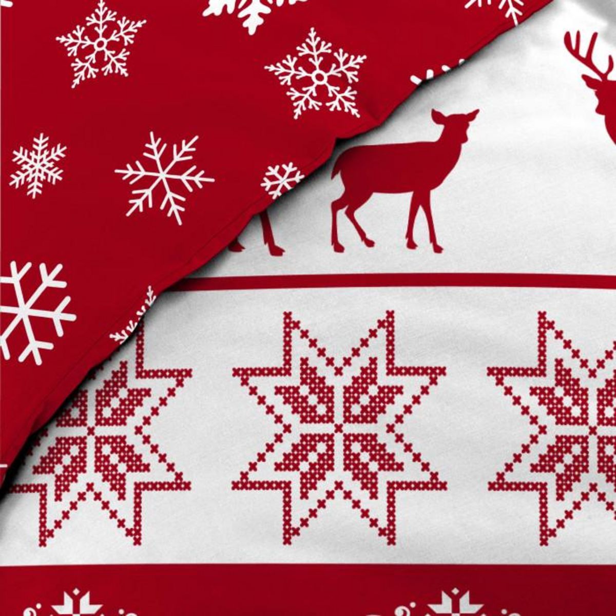 Paris Prix Parure de Lit 3 Pièces  Floconette  240x220cm Rouge