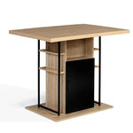 ID MARKET Ilot central UGO 110 cm bois noir et imitation hêtre avec rangements design industriel