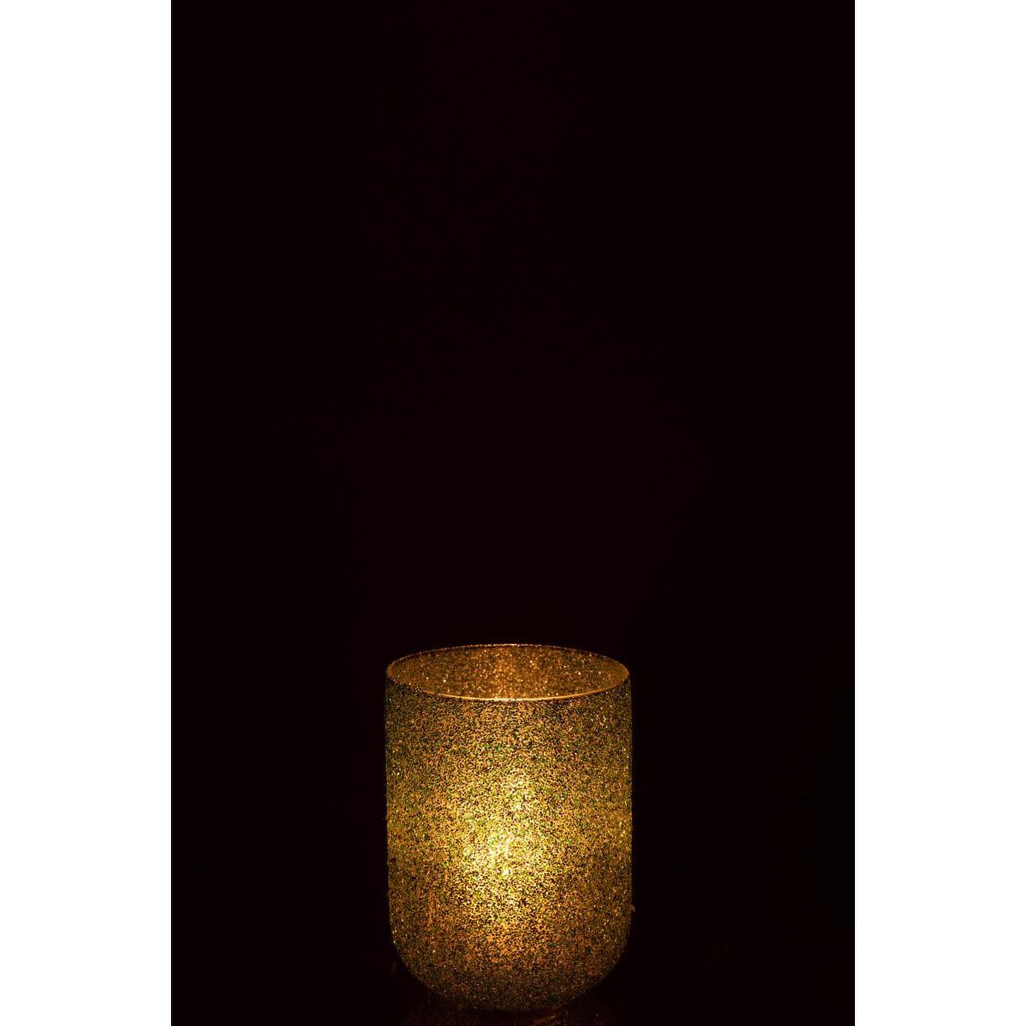 Voir la diapositive 3 : J-LINE Photophore déco en verre  fore  18cm vert