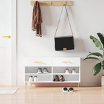 VIDAXL Banc à chaussures blanc brillant 102x35x55 cm bois d ingénierie