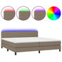 Voir la diapositive 2 : VIDAXL Sommier a lattes de lit et matelas et LED Taupe 200x200cm Tissu