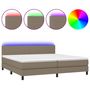 Voir la diapositive 2 : VIDAXL Sommier a lattes de lit et matelas et LED Taupe 200x200cm Tissu