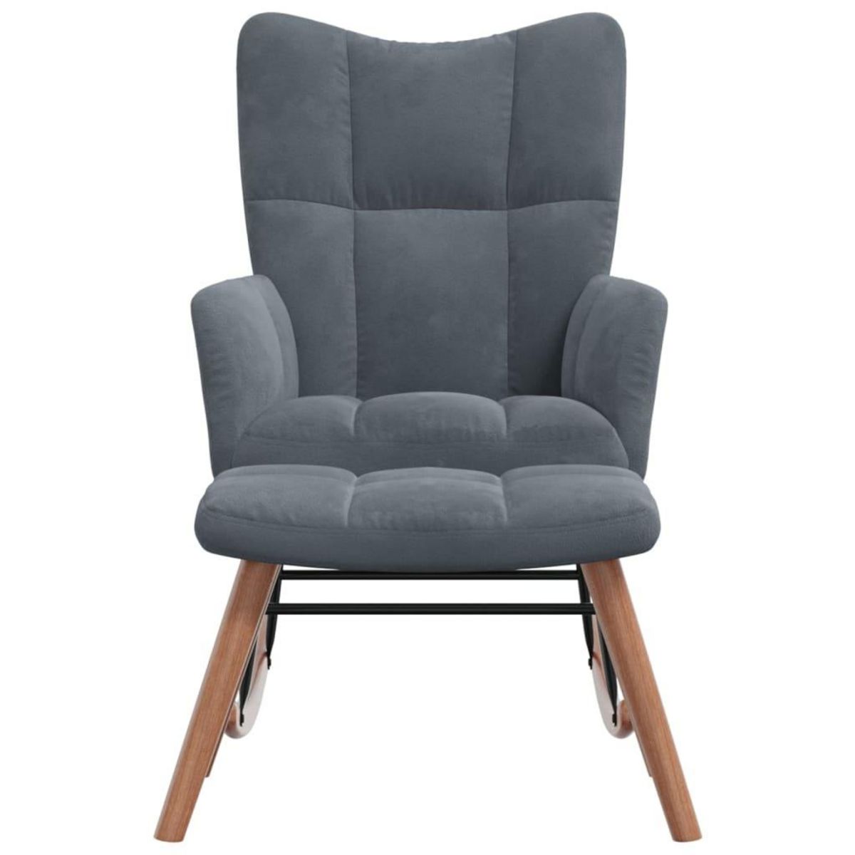 VIDAXL Chaise a bascule avec repose-pied Gris fonce Velours