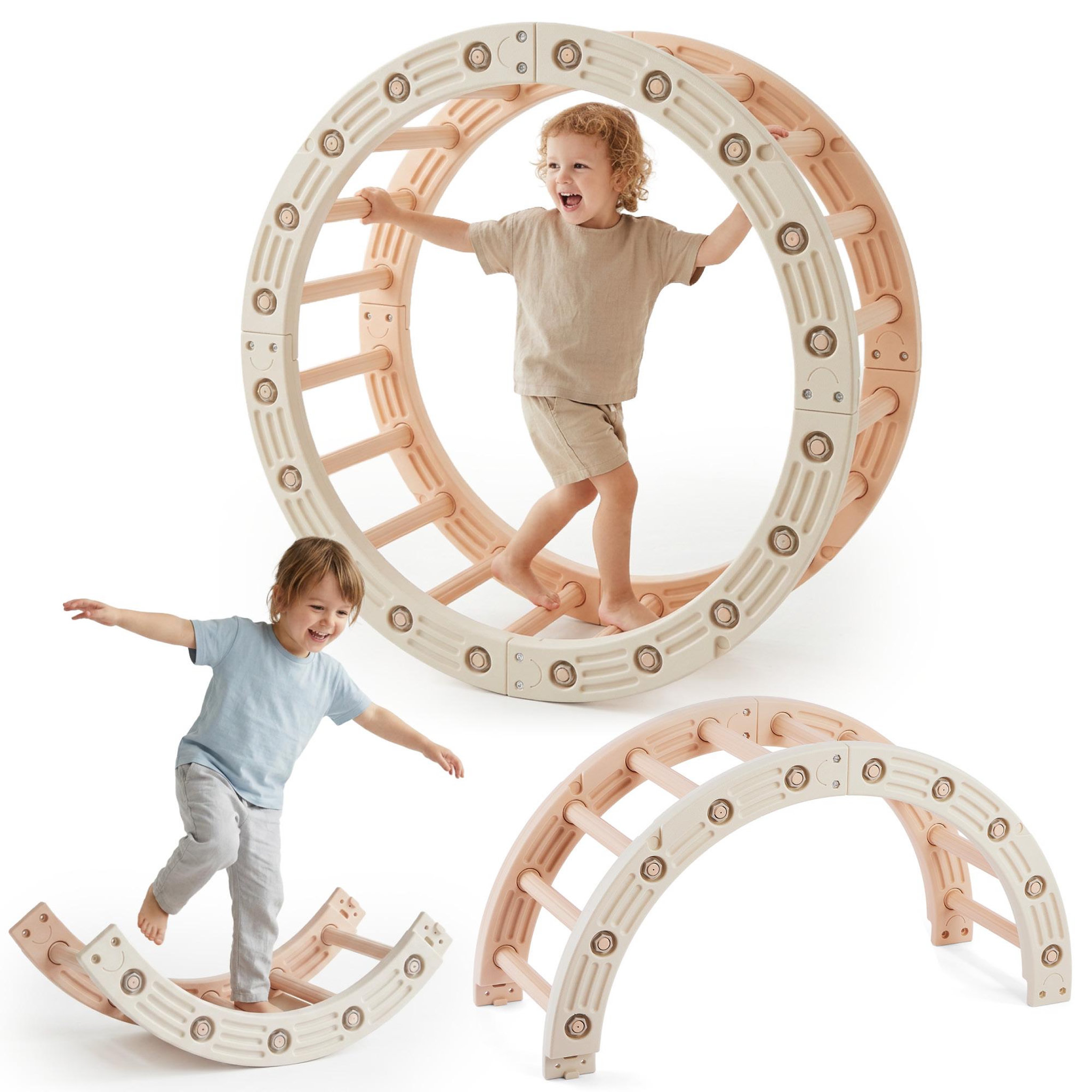 HYPERMOTION Roue de gymnastique modulable 4-en-1 HyperMotion beige-gris pour enfants