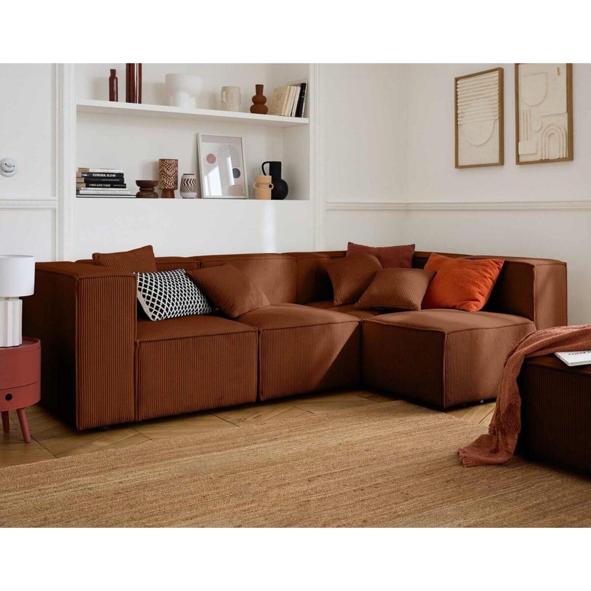 LISA DESIGN Arty - canapé modulable d'angle droit 4 places - en velours côtelé