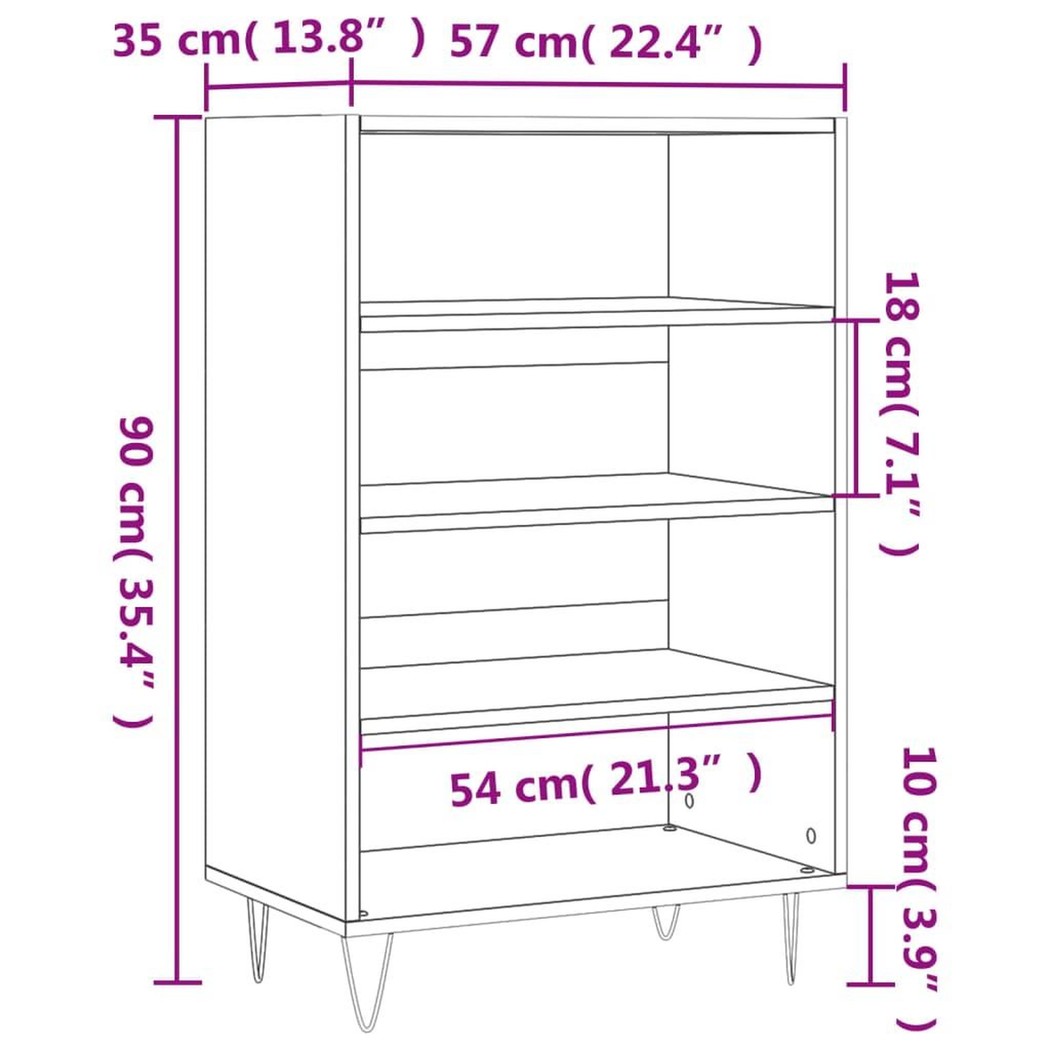 Voir la diapositive 6 : VIDAXL Buffet haut noir 57x35x90 cm bois d'ingenierie