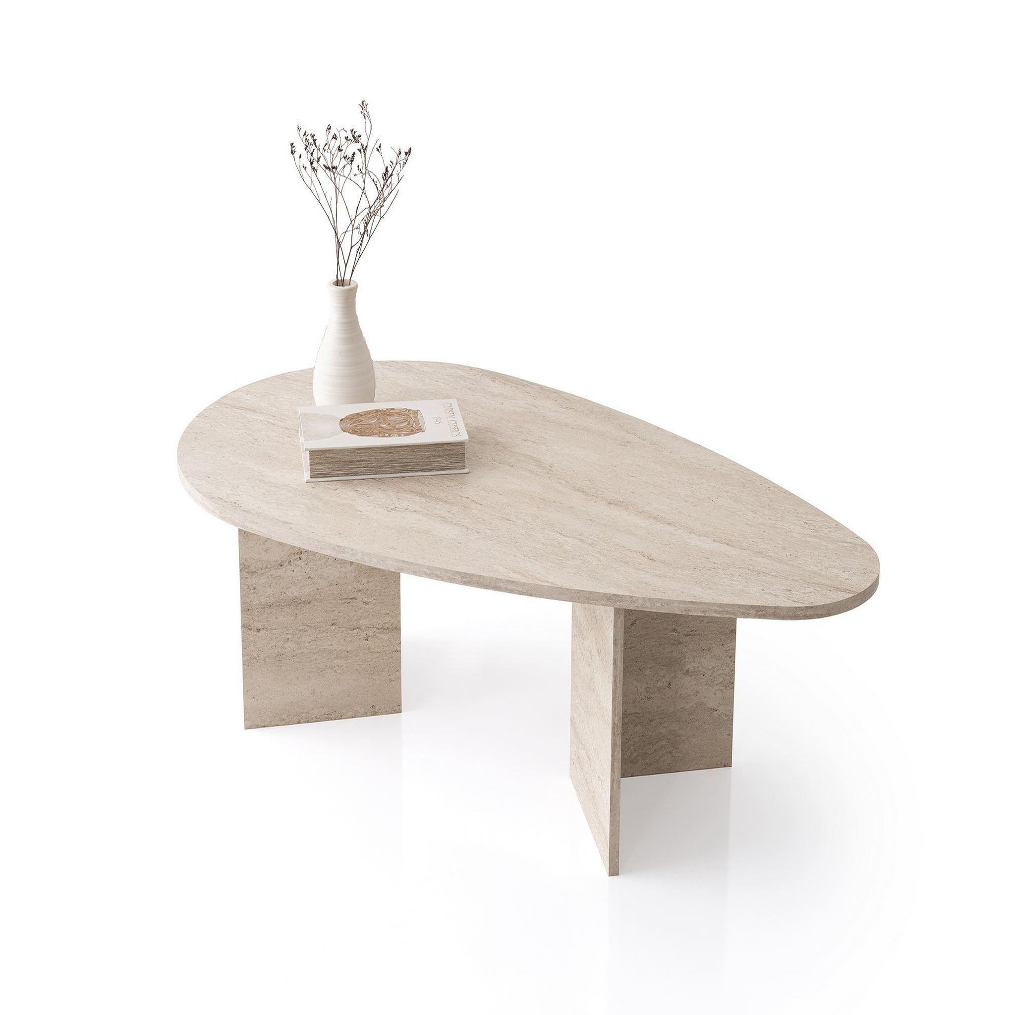 Habitat et Jardin Table basse en bois  flap  139,5 x 79,5 x 42 cm - travertin