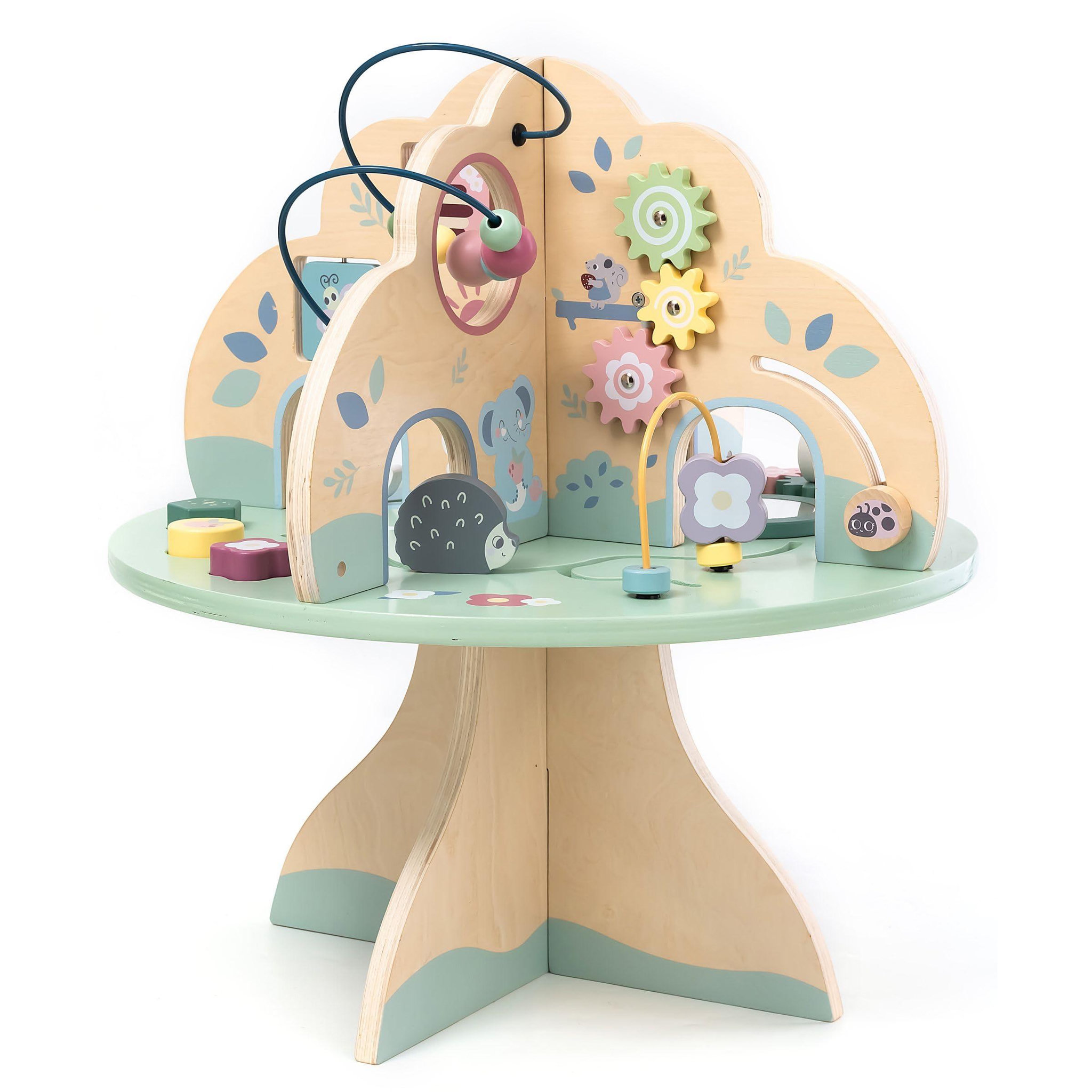 Voir la diapositive 2 : MAMABRUM Table d'Activités en Bois Arbre d'Éveil Montessori - Horloge, Trieur de Formes Boulier - Mamabrum