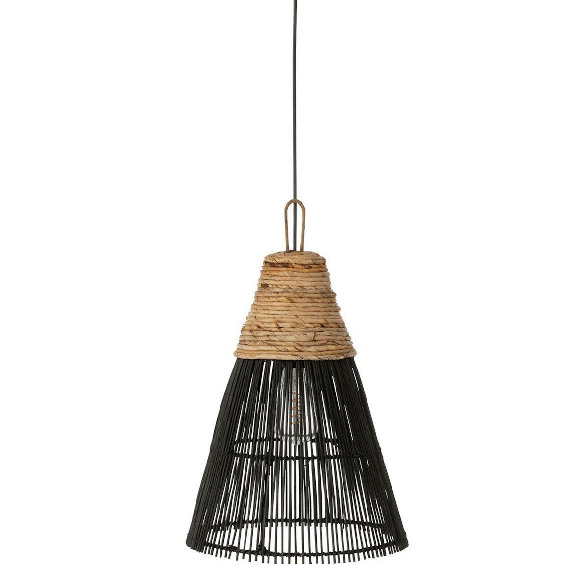 Paris Prix Lampe Suspension en Rotin  Cône  42cm Noir