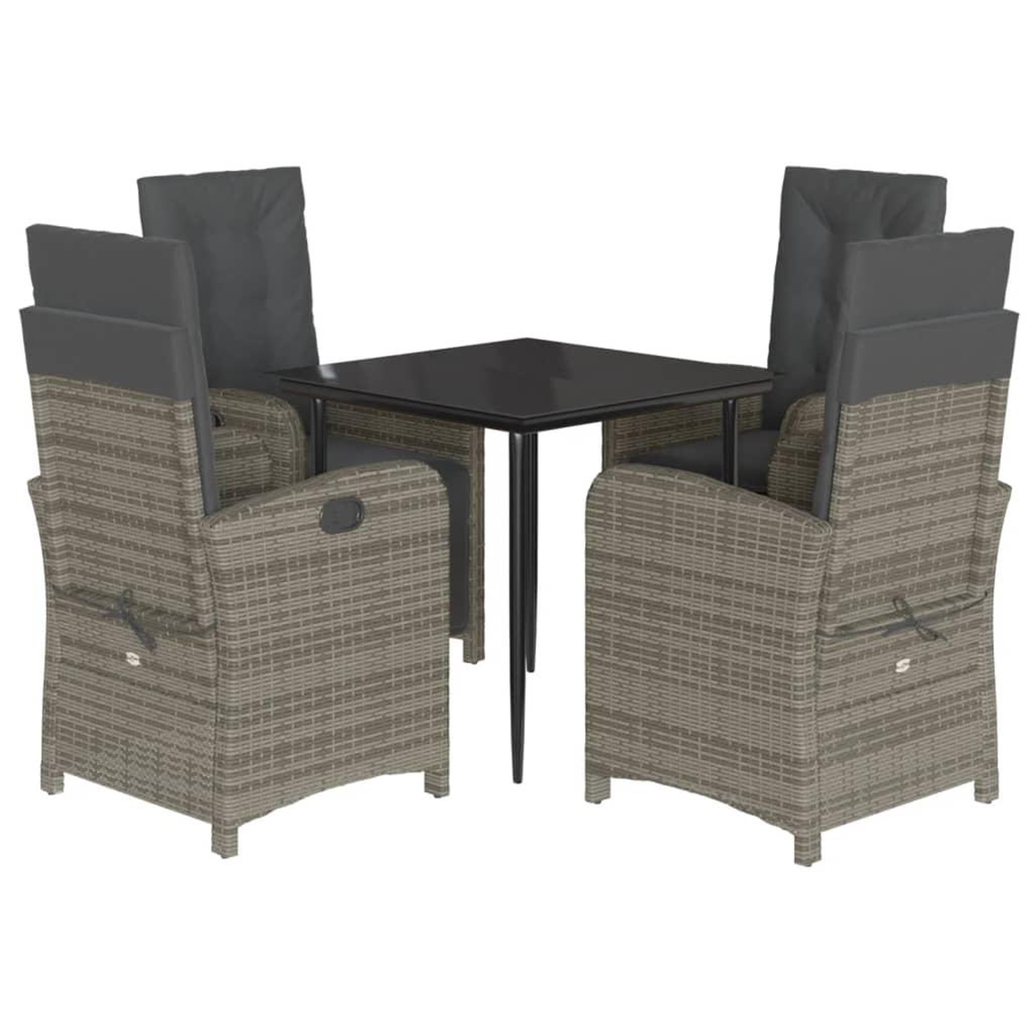 Voir la diapositive 2 : VIDAXL Ensemble a manger de jardin 5 pcs coussins gris resine tressee