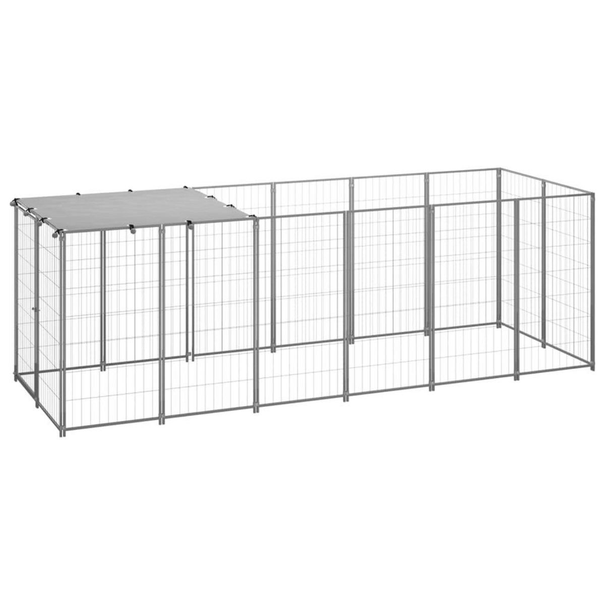 VIDAXL Chenil Argente 330x110x110 cm Acier