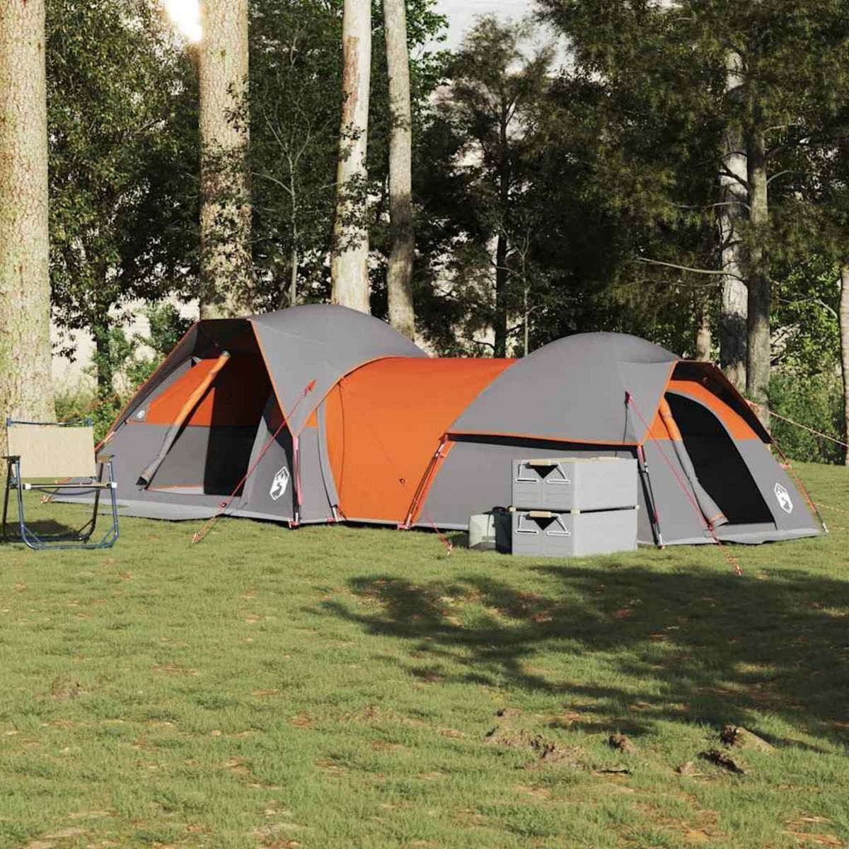 VIDAXL Tente de camping 5 personnes gris et orange impermeable