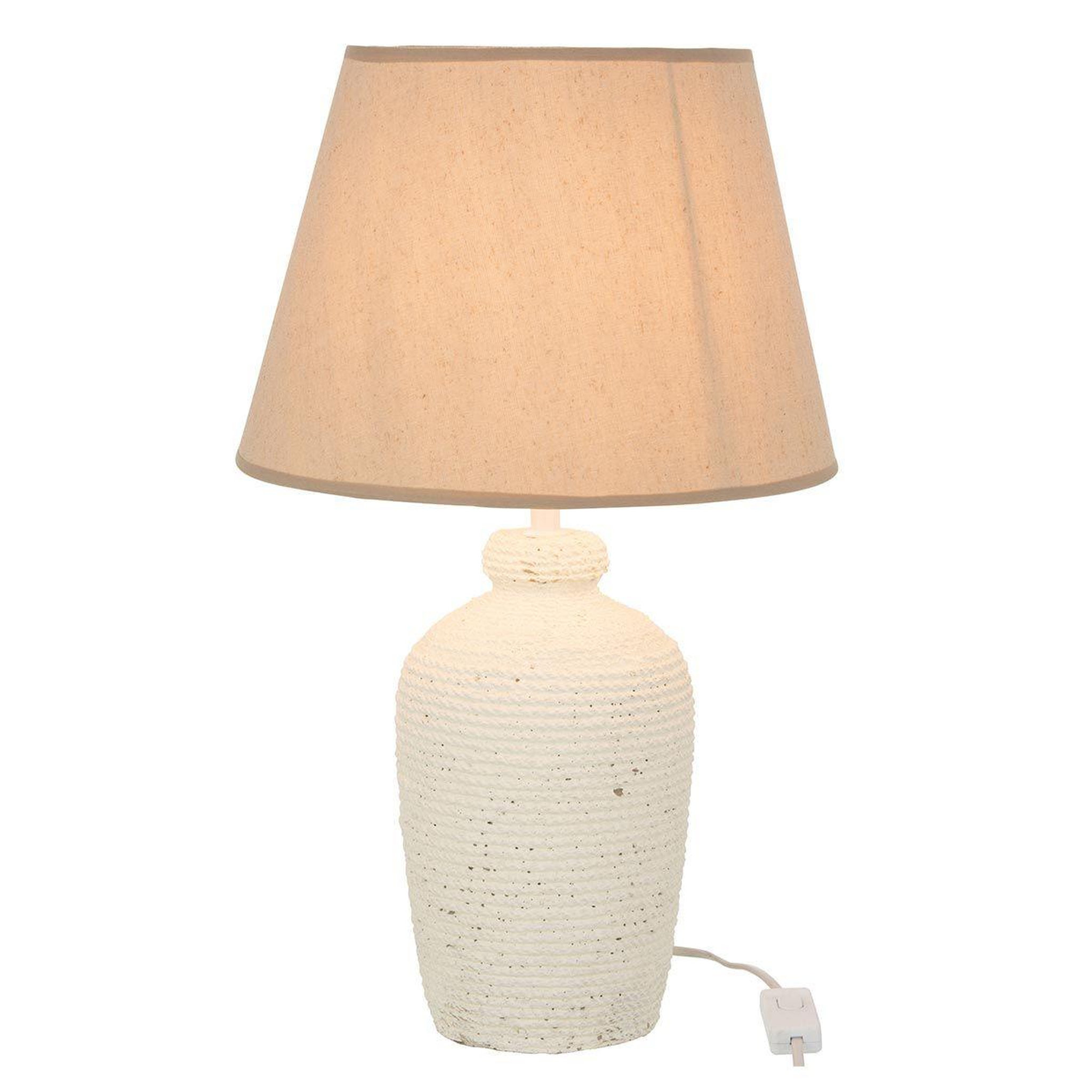 Voir la diapositive 2 : J-LINE Lampe à Poser en Ciment  Esmée  48cm Blanc