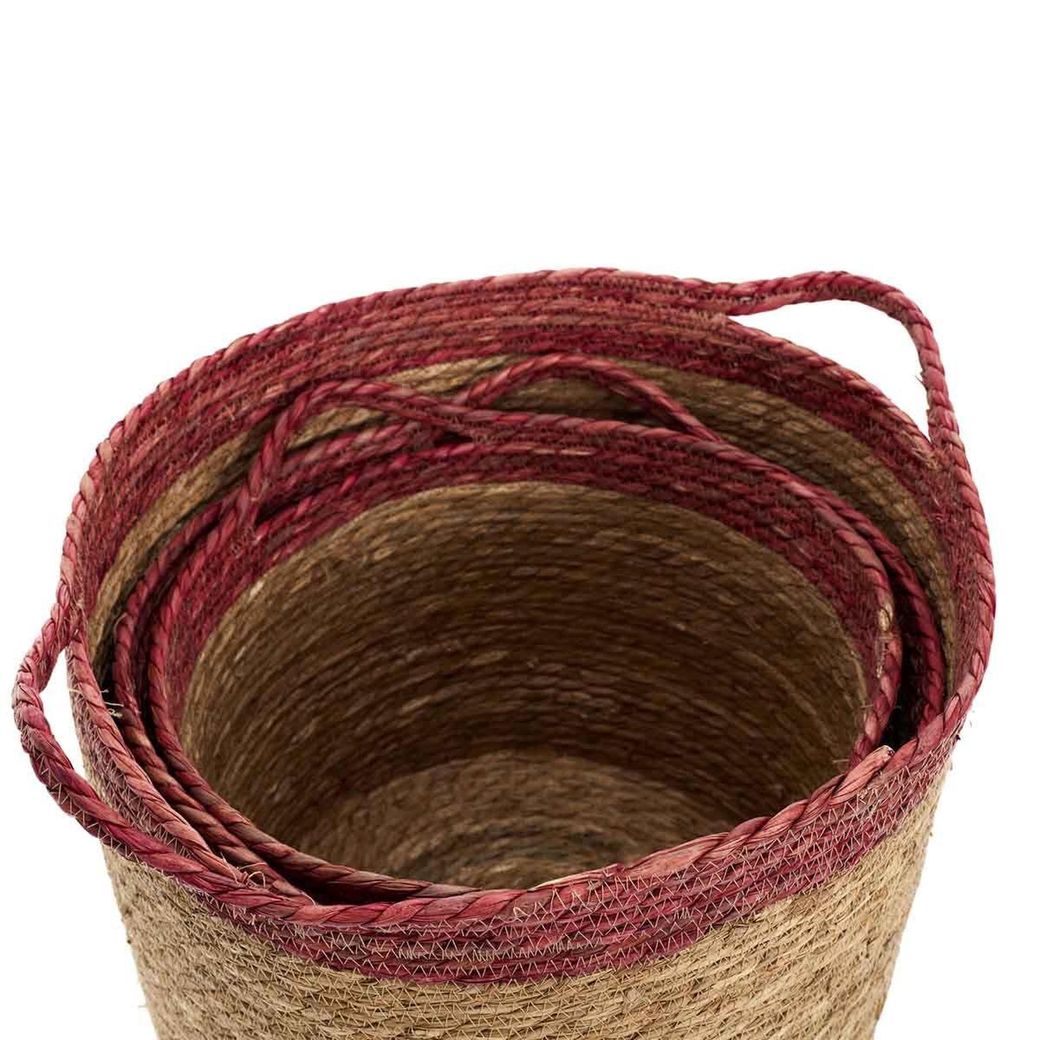 Voir la diapositive 6 : The Home Deco Factory Lot de 3 paniers déco  bicolore tressé  35cm rose