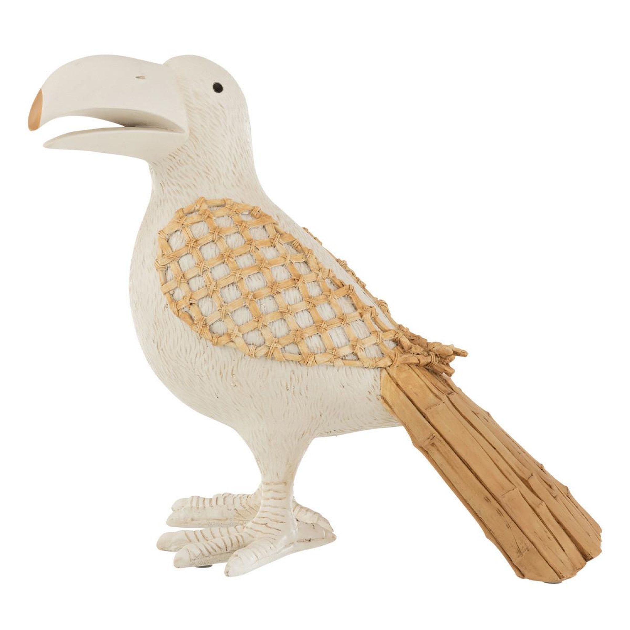 Voir la diapositive 1 : J-LINE Statuette Déco  Toucan  38cm Blanc & Naturel