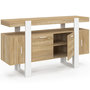 Voir la diapositive 4 : ID MARKET Buffet 140 cm PHOENIX 4 portes bois et blanc